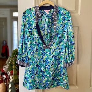 Lilly Pulitzer Beaded Neck Tunic Top